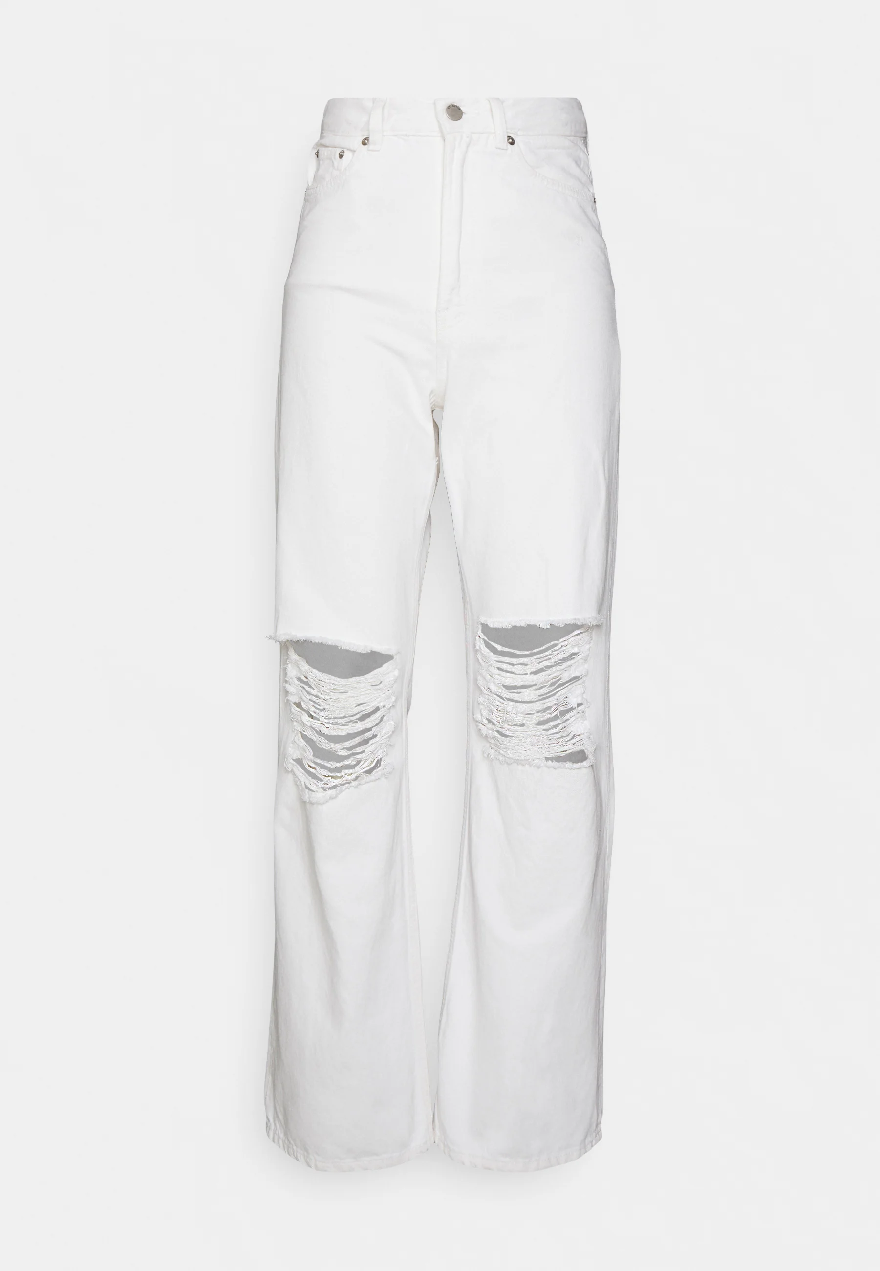 Dr Denim Womens Echo Straight Leg Jeans With Knee Rips In White