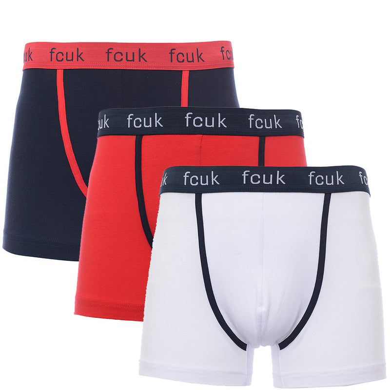 French Connection Mens Blue and Navy 3 Pack Boxers