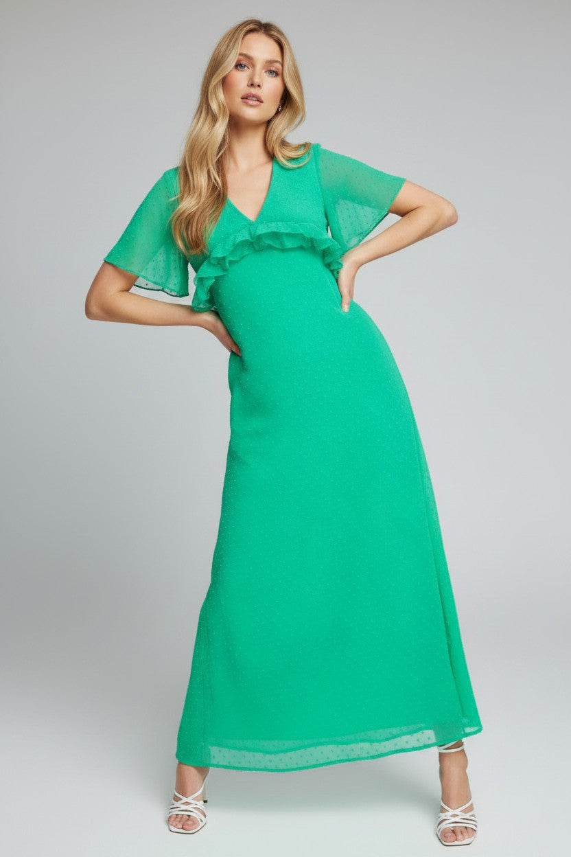 Blume Bridal Womens Chiffon Maxi Dress in Bright Green