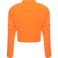 The Couture Club Womens Orange High Neck Ribbed Co-ord Top