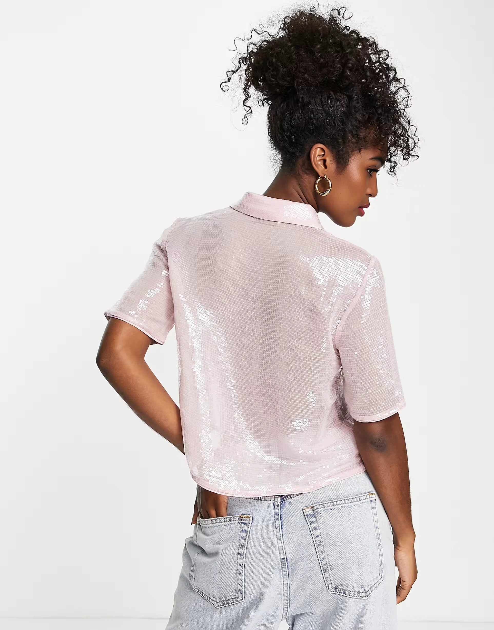 & Other Stories Womens Sequin Shirt In Pink