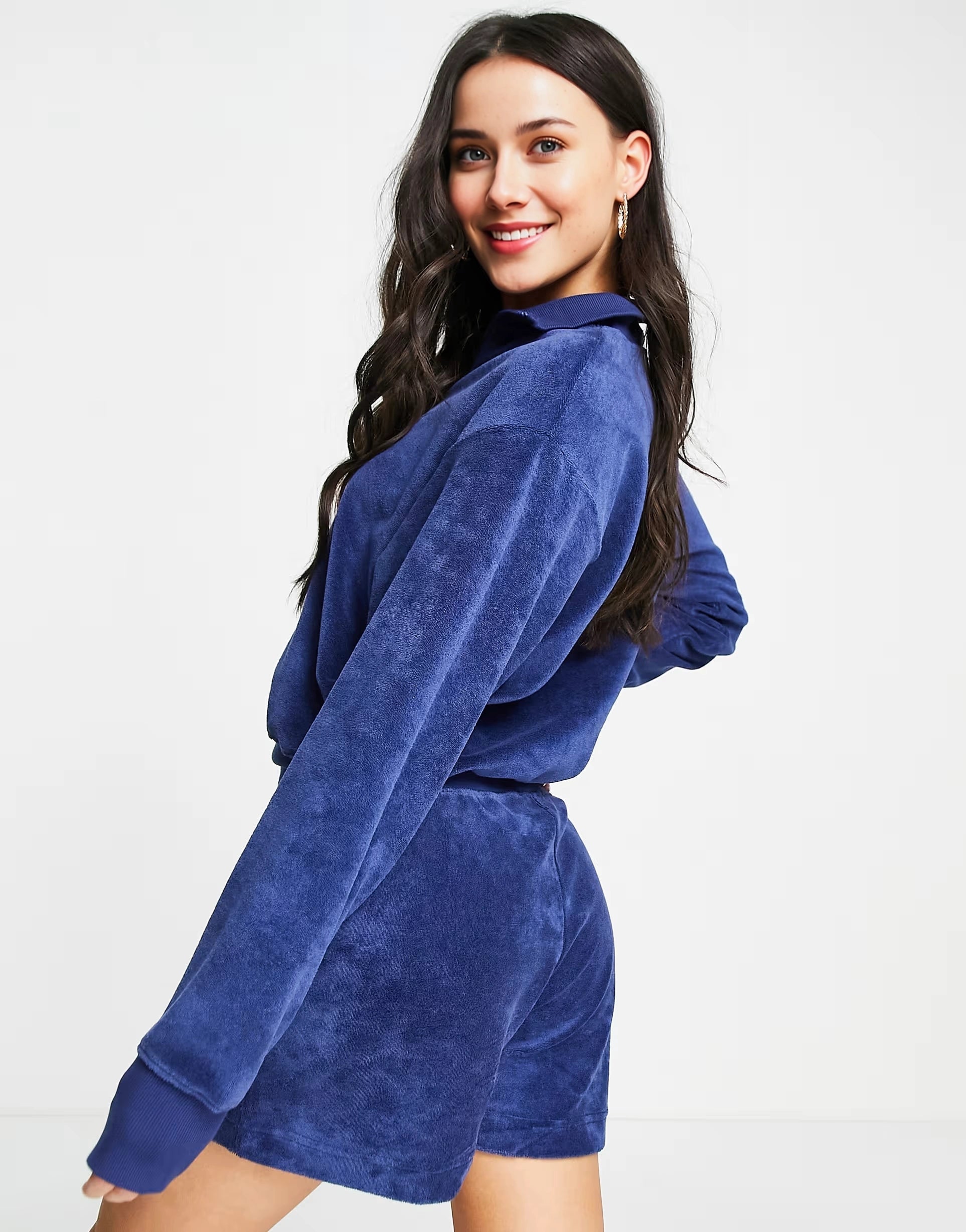 Womens Polo Ralph Lauren Co-Ord Terry Towelling Half Zip in Navy