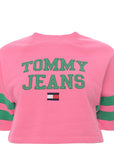 Tommy Jeans Womens Short Sleeve Sweatshirt in Pink