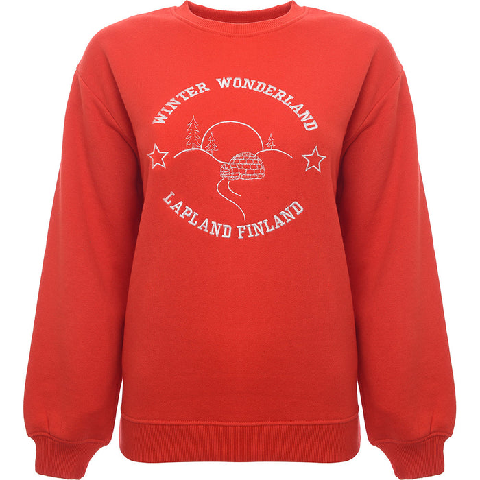 Threadbare Women's Red Embroidered Christmas Sweater