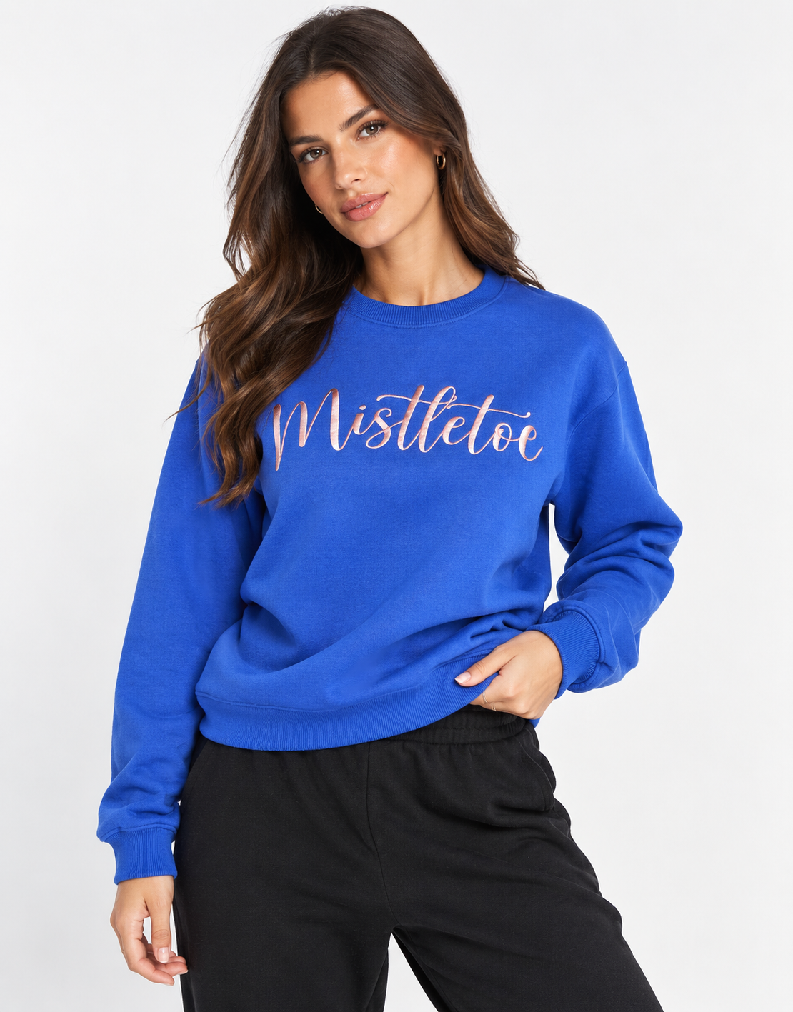Threadbare Womens Christmas Embroidered Sweater In Blue