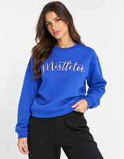 Threadbare Womens Christmas Embroidered Sweater In Blue