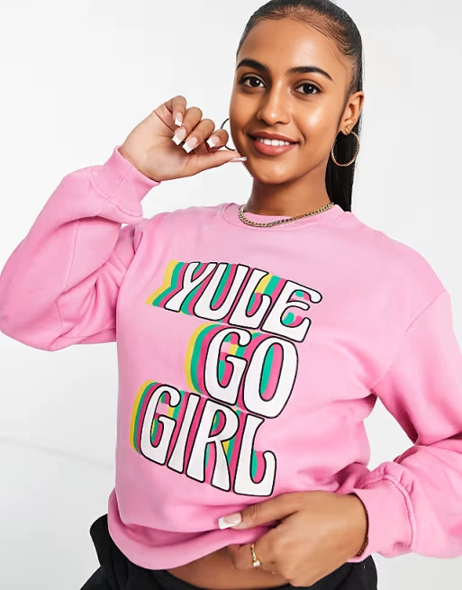 Threadbare Womens Christmas Printed Sweater In Rainbow Pink
