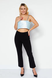 Annorlunda Womens Quilted Metallic Micro Cami In Light Blue