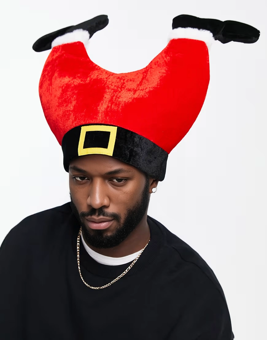 Boardmans Mens Christmas Santa Legs Hat In Red