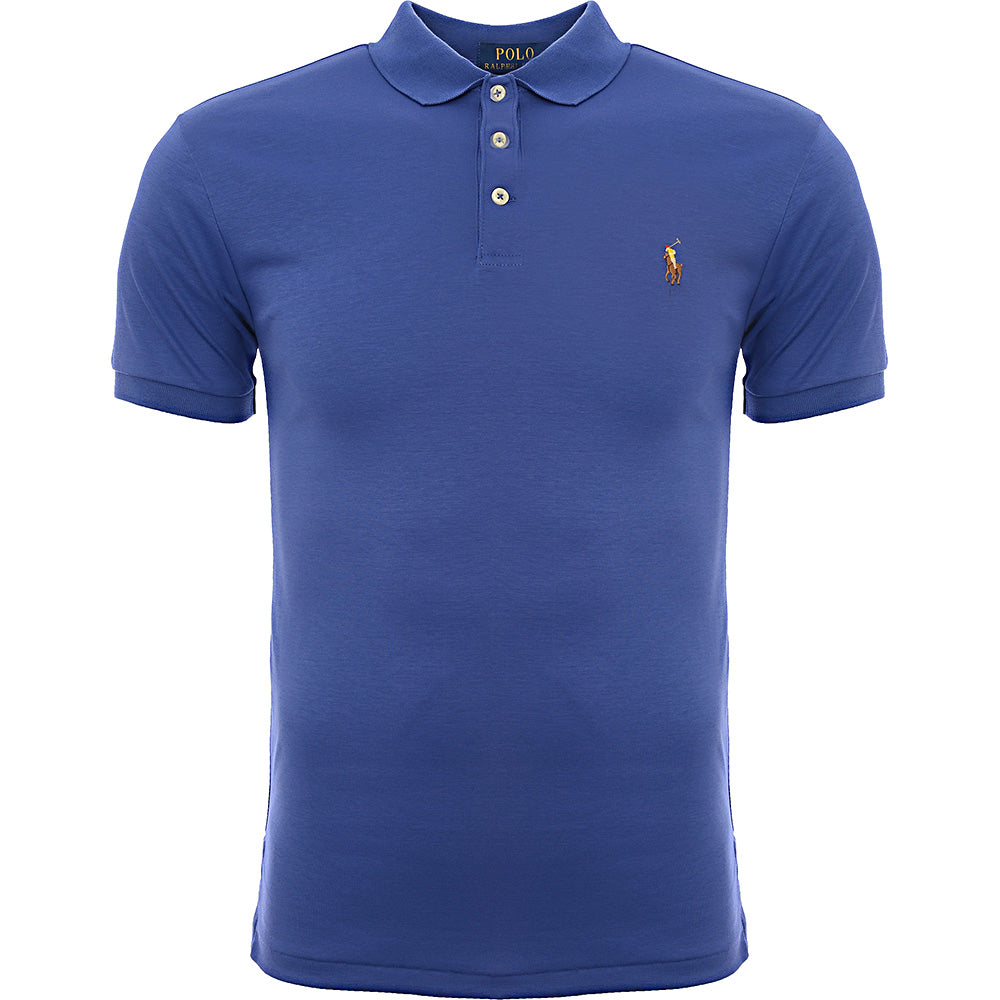Mens Polo Ralph Lauren Pima Cotton Polo Slim Fit With Multi Pony Logo in Navy