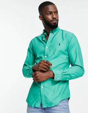 Mens Polo Ralph Lauren Slim Fit Garment Dyed Oxford Shirt in Mid Green