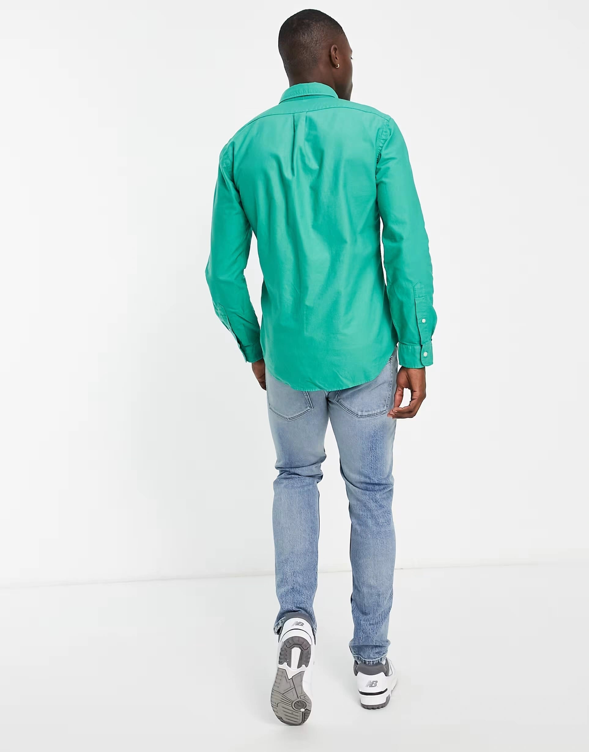 Mens Polo Ralph Lauren Slim Fit Garment Dyed Oxford Shirt in Mid Green