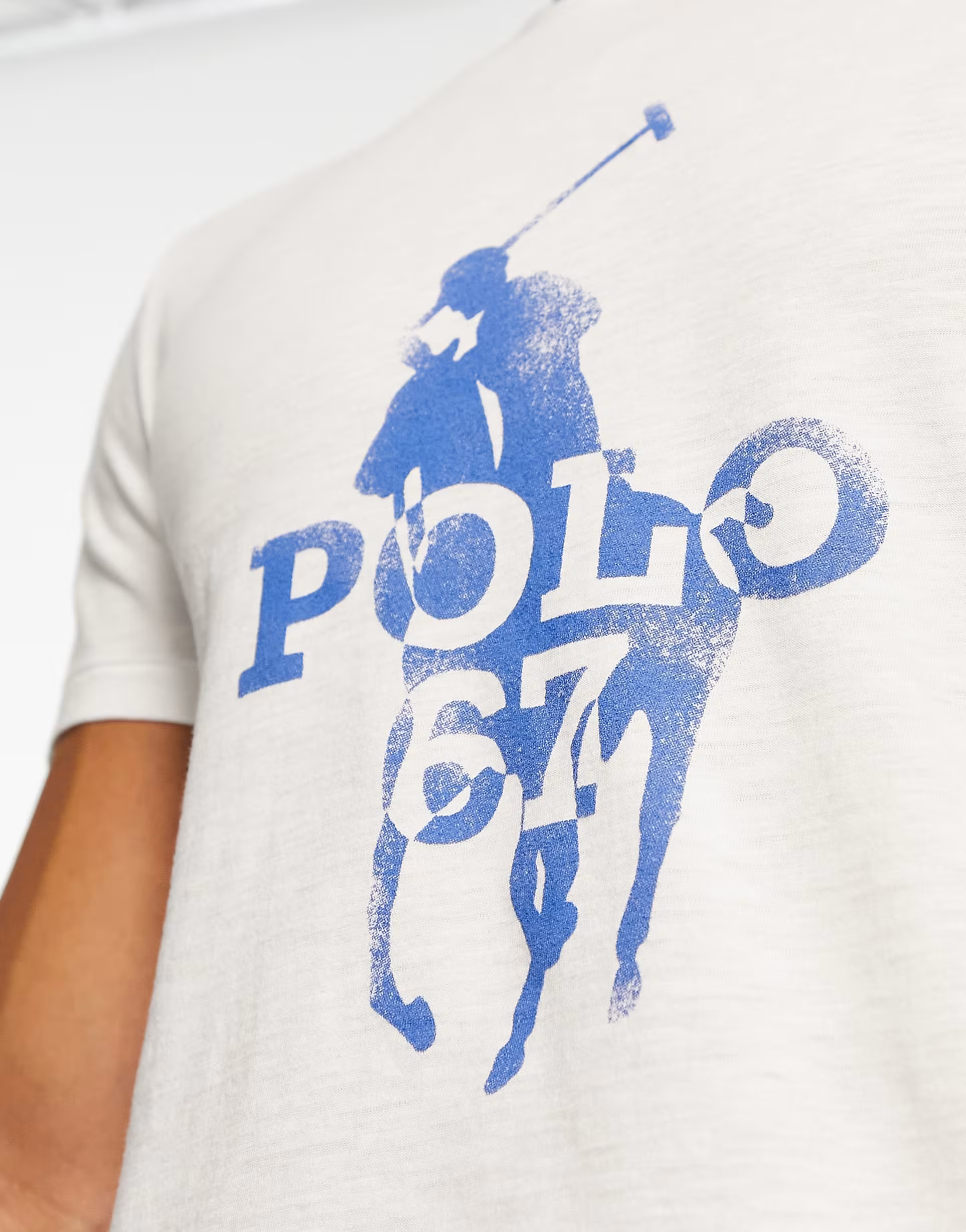 Polo Ralph Lauren Mens T-Shirt With Large Player Logo Print in White