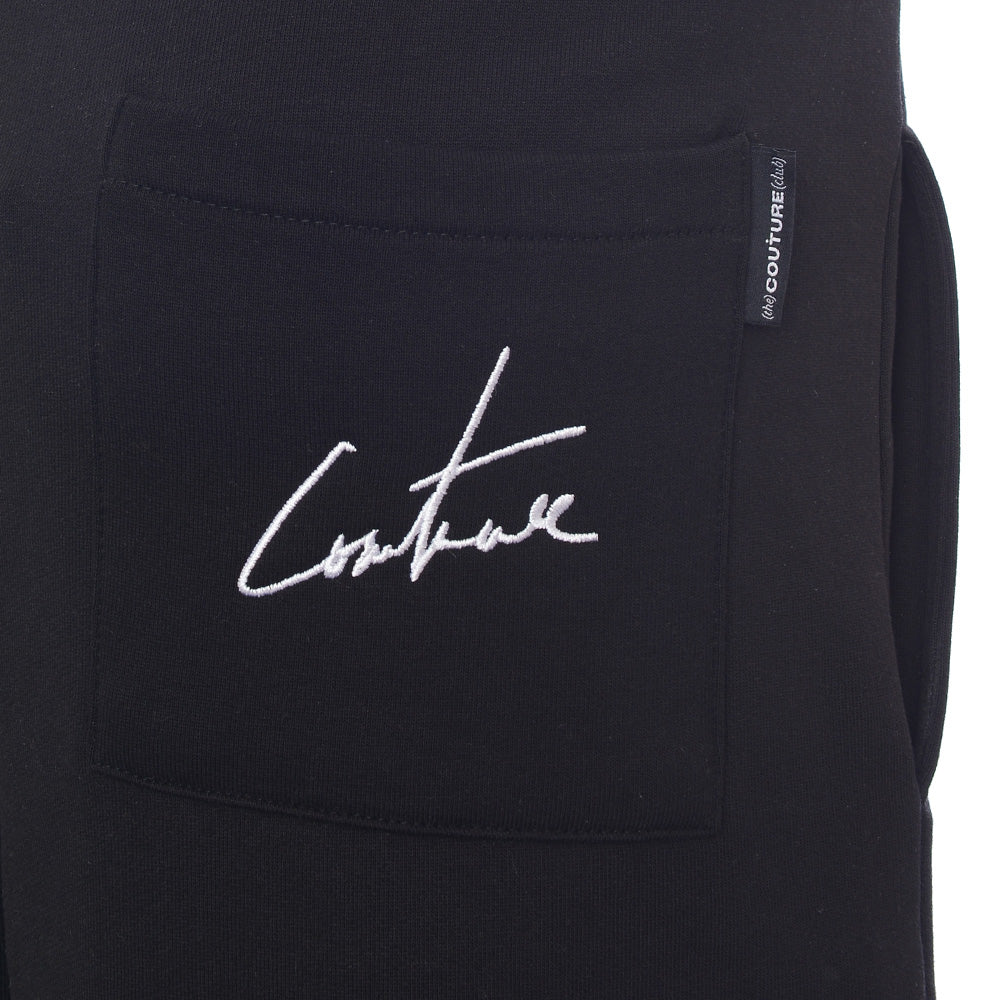 The Couture Club Mens Black Co-ord Jersey Shorts with Logo Print