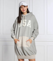Womens Polo Ralph Lauren Hooded Jersey Dress in Grey