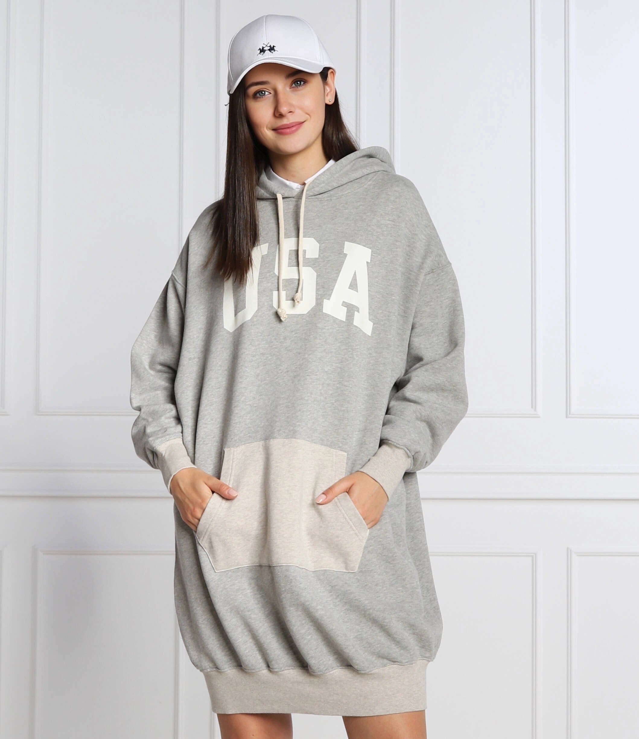 Womens Polo Ralph Lauren Hooded Jersey Dress in Grey