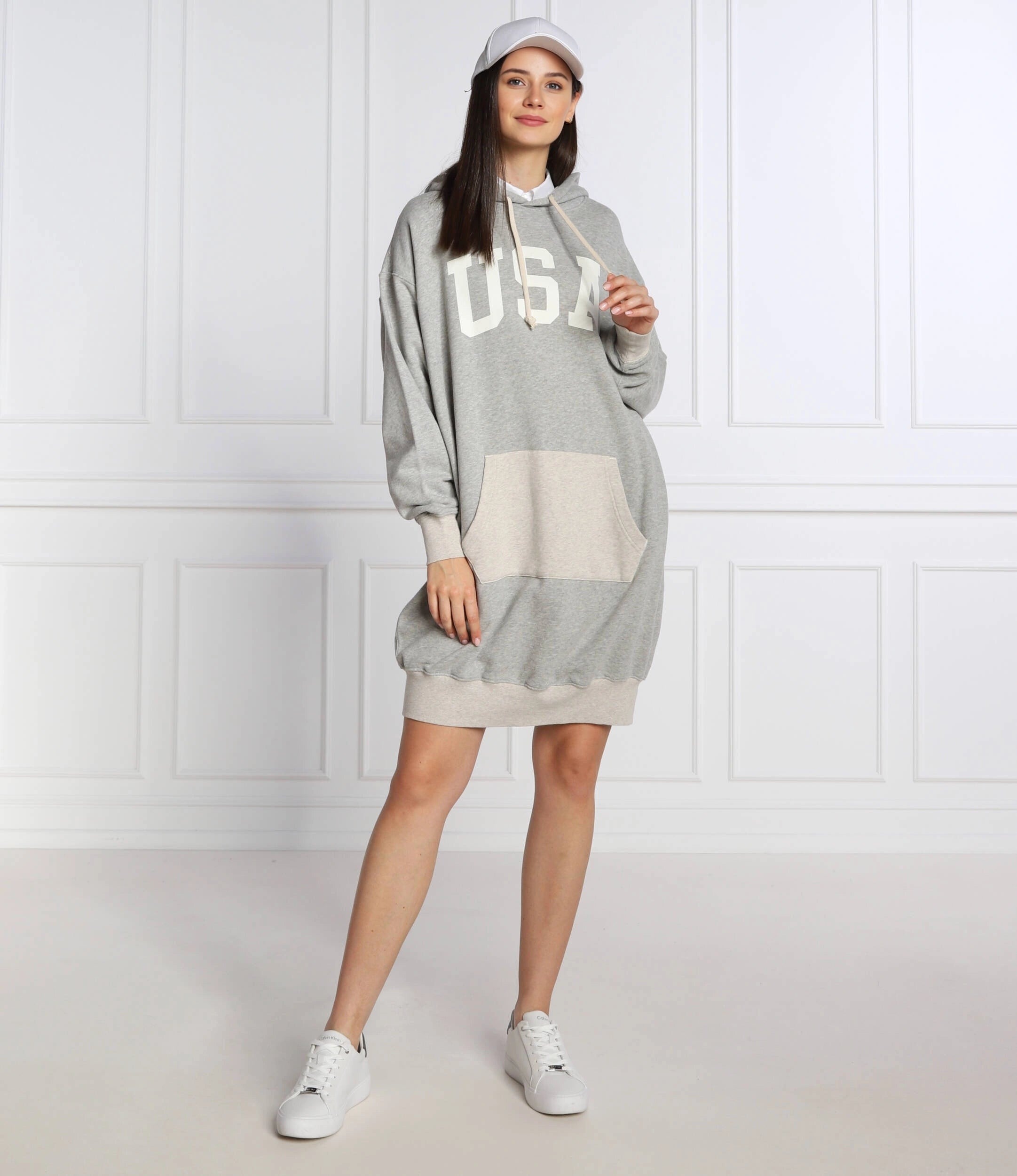 Womens Polo Ralph Lauren Hooded Jersey Dress in Grey