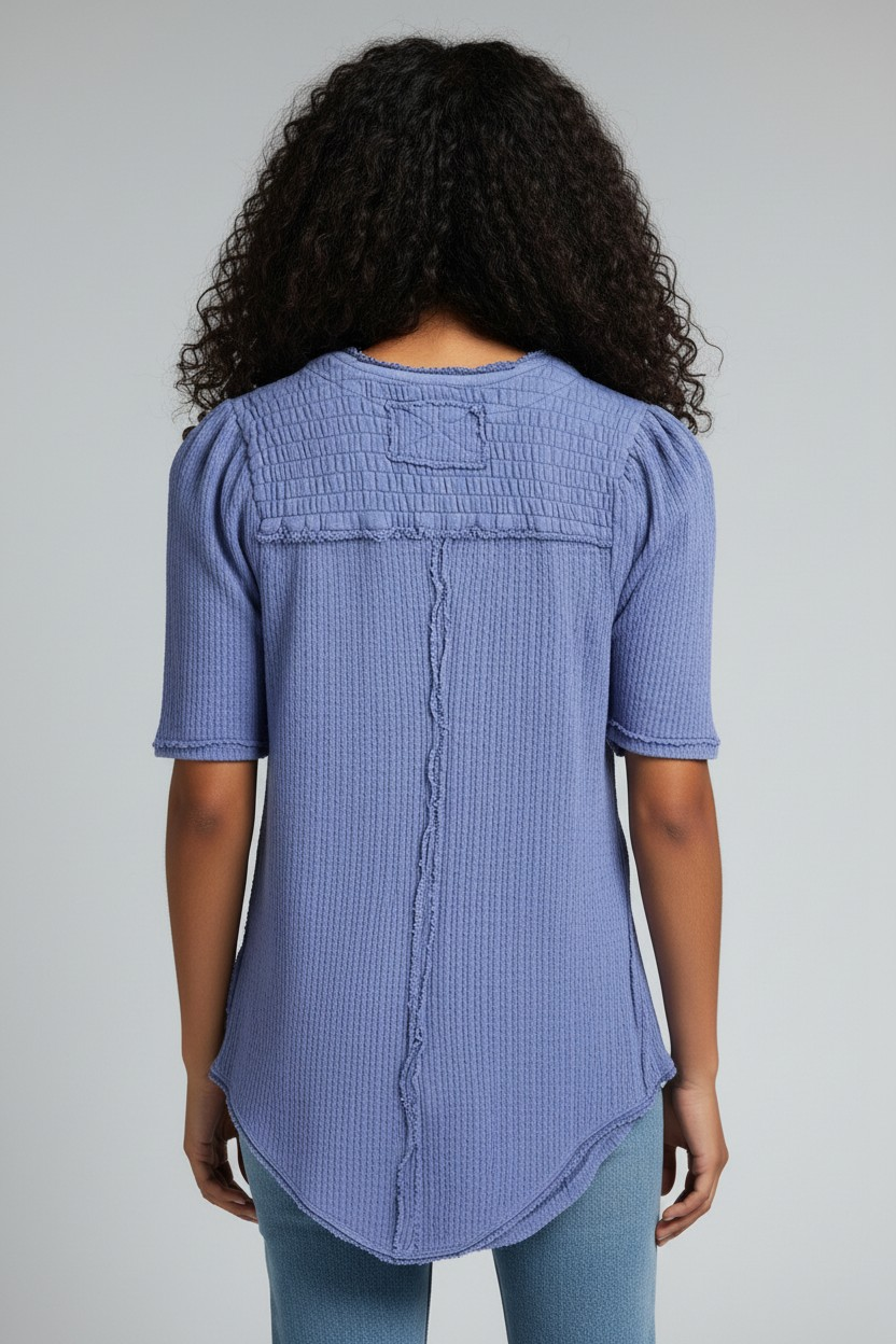 Free People Womens Knitted Delicious T-Shirt in Light Blue
