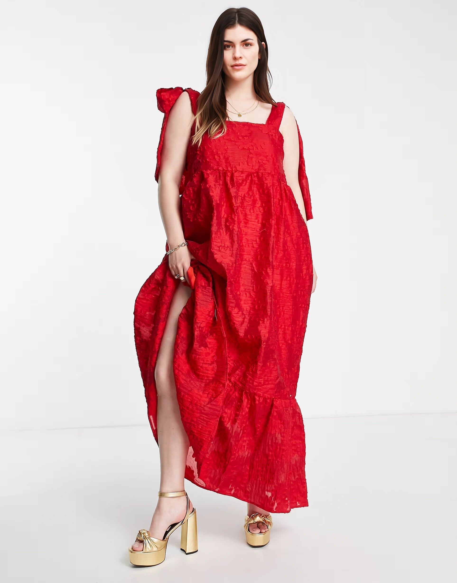 Sister Jane Womens Plus Tiered Maxi Dress In Red