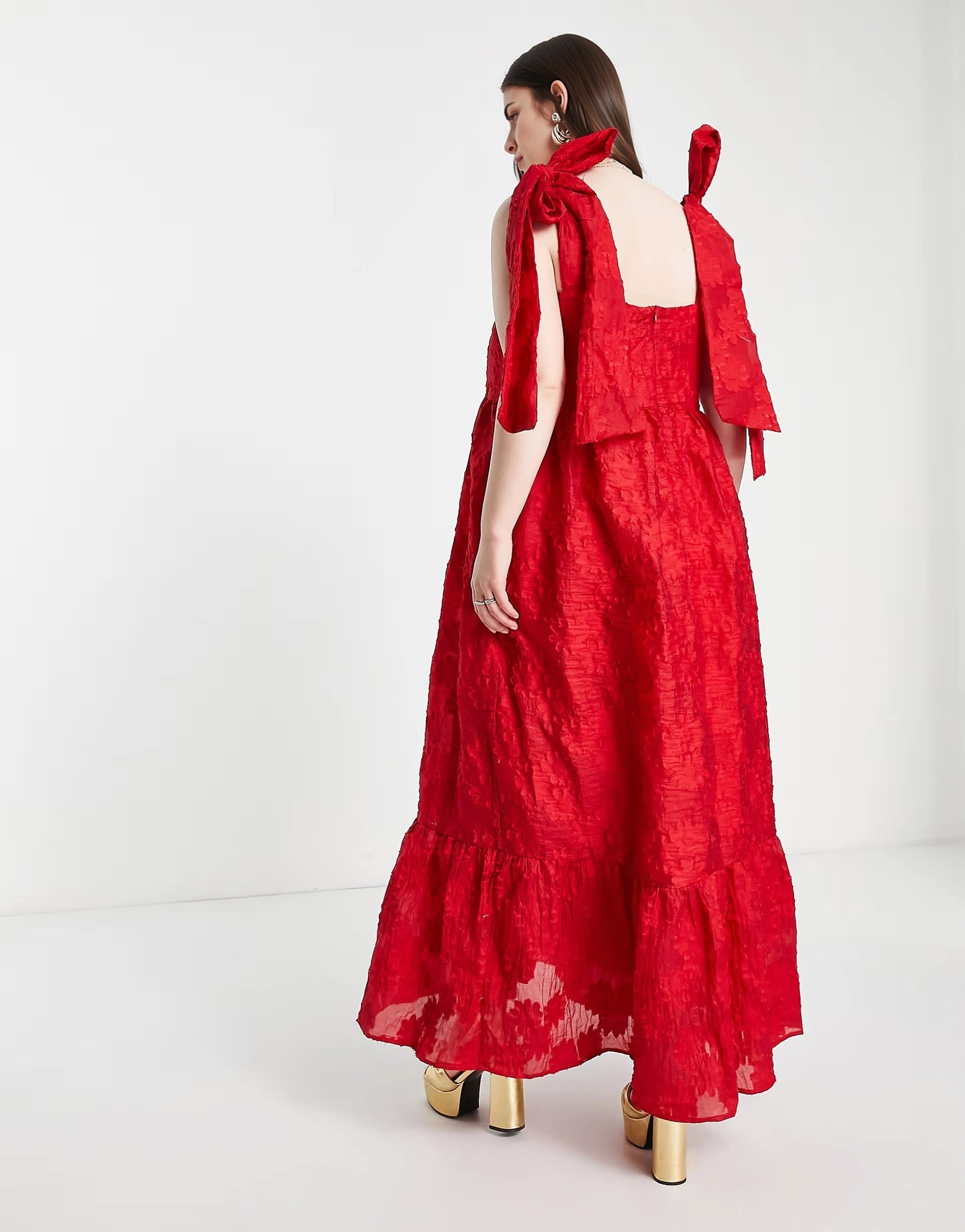 Sister Jane Womens Plus Tiered Maxi Dress In Red