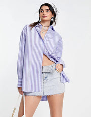 Weekday Womens Co-Ord Oversized Shirt With Pock In Blue