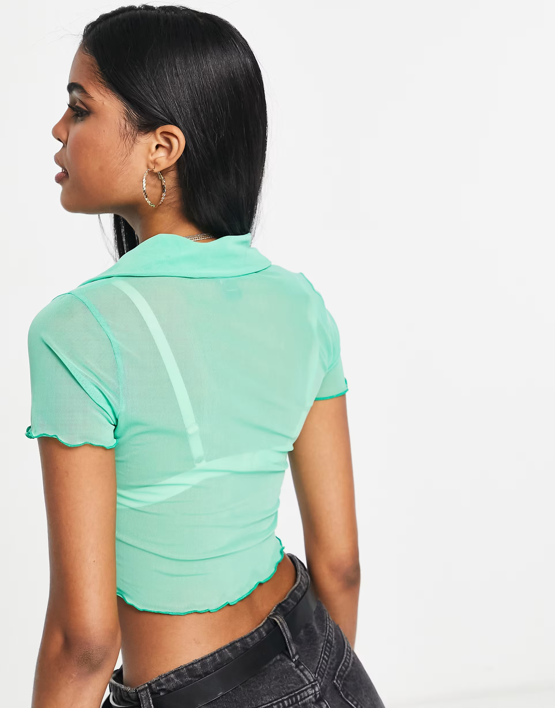 Monki Womens Tie Front Shirt In Green