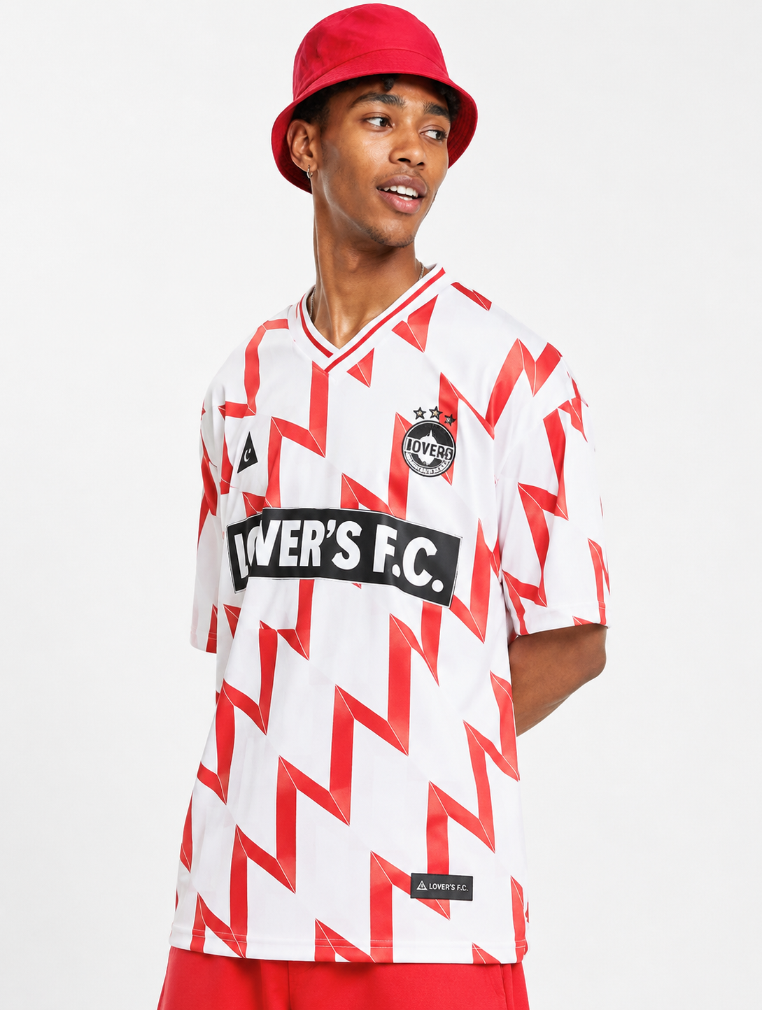 Lovers FC Mens Lover's Diamonds Jersey T-Shirt in Red/White