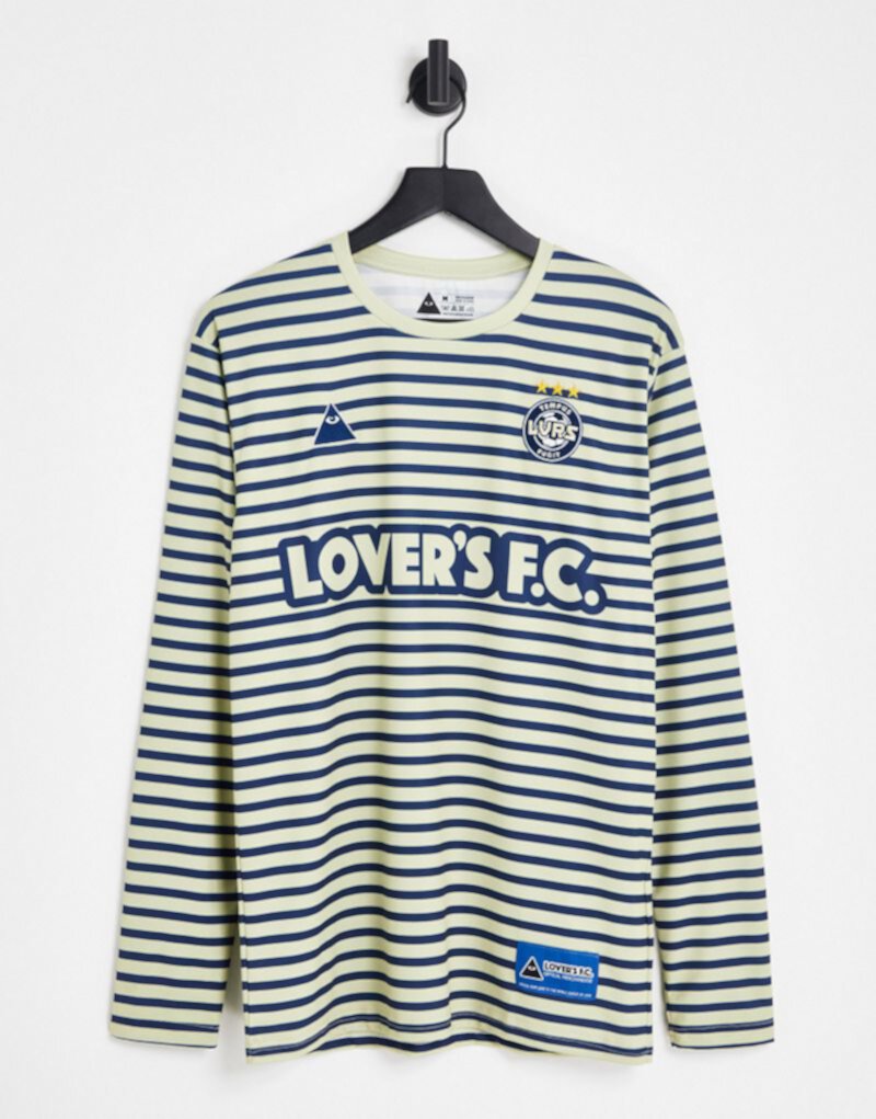 Lovers FC Mens Breton Away Long Sleeve Jersey T-Shirt in Blue Stripe