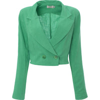 Flounce London Womens Green Satin Cropped Blazer