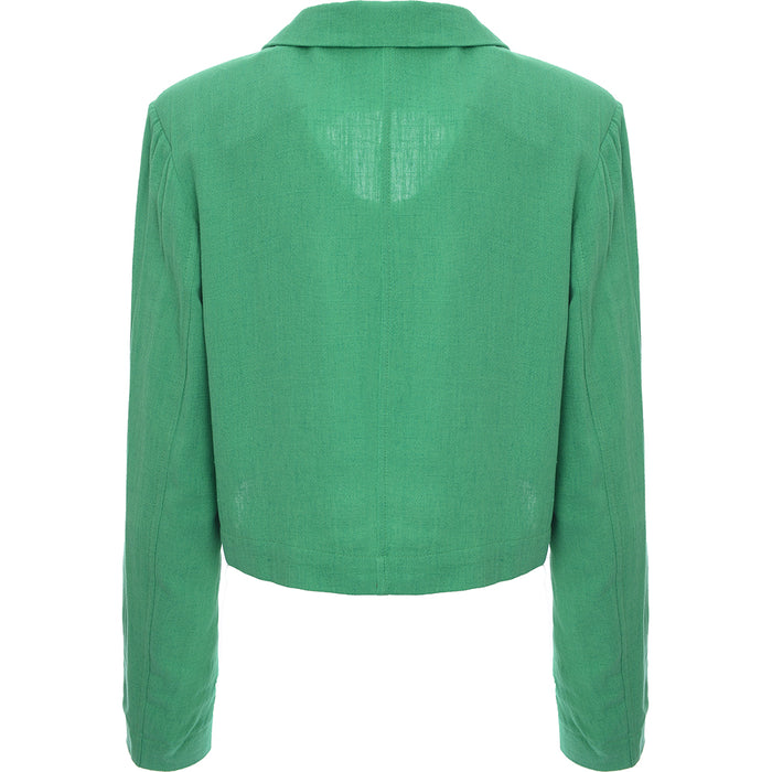 Flounce London Womens Green Satin Cropped Blazer