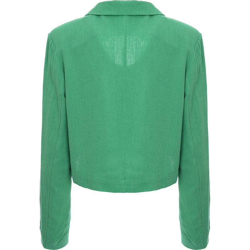 Flounce London Womens Green Satin Cropped Blazer