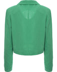 Flounce London Womens Green Satin Cropped Blazer