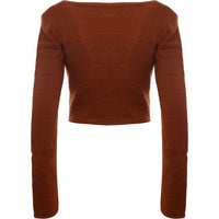 Heartbreak Women's Brown Fluffy Knit Crop Top