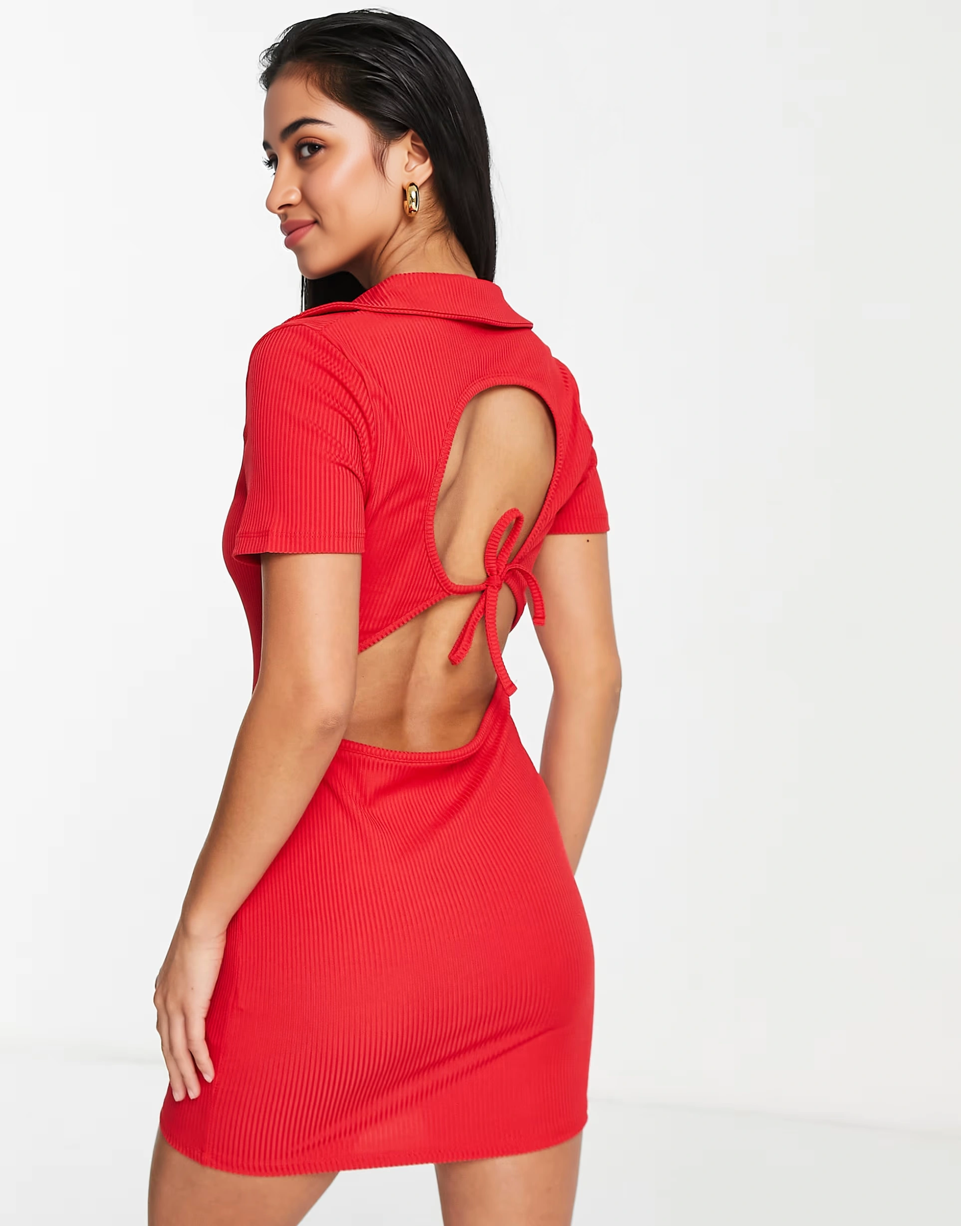 I Saw It First Womens Petite Cut Out Back Mini Dress In Red