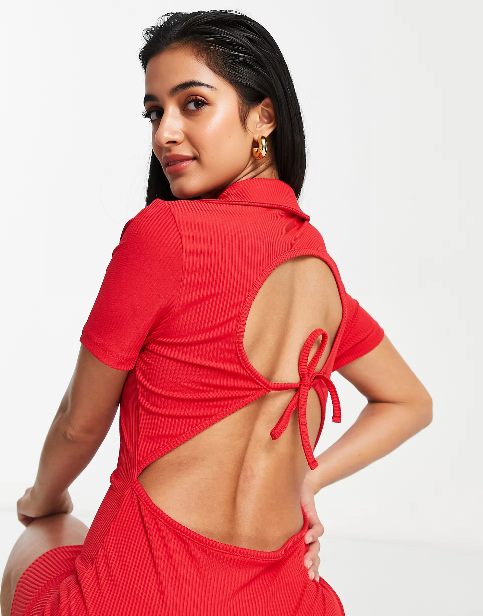 I Saw It First Womens Petite Cut Out Back Mini Dress In Red