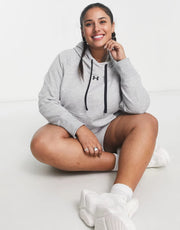 Womens Under Armour Plus Rival Fleece Hoodie in Grey
