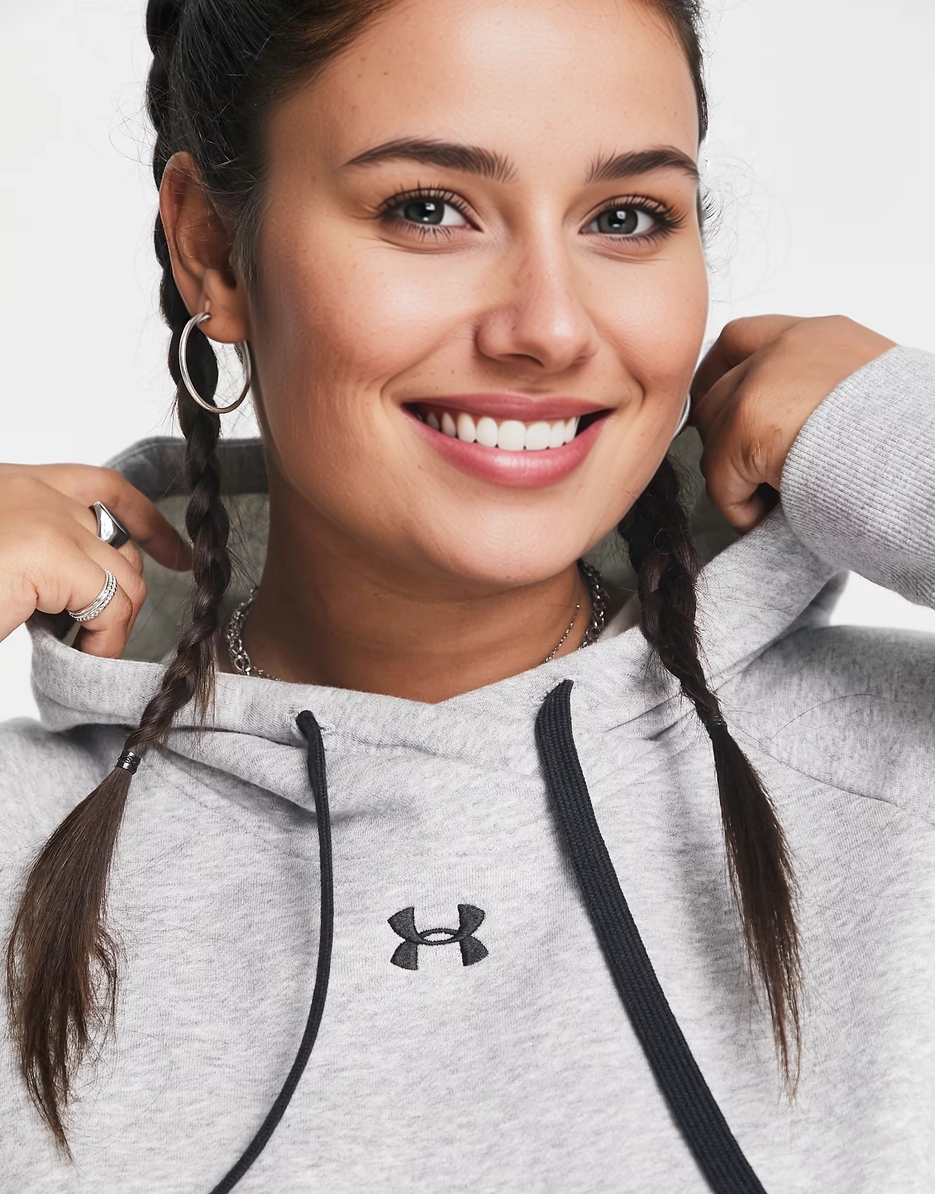 Womens Under Armour Plus Rival Fleece Hoodie in Grey