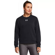 Womens Under Armour Rival Terry Crew Sweatshirt With Central Logo in Black