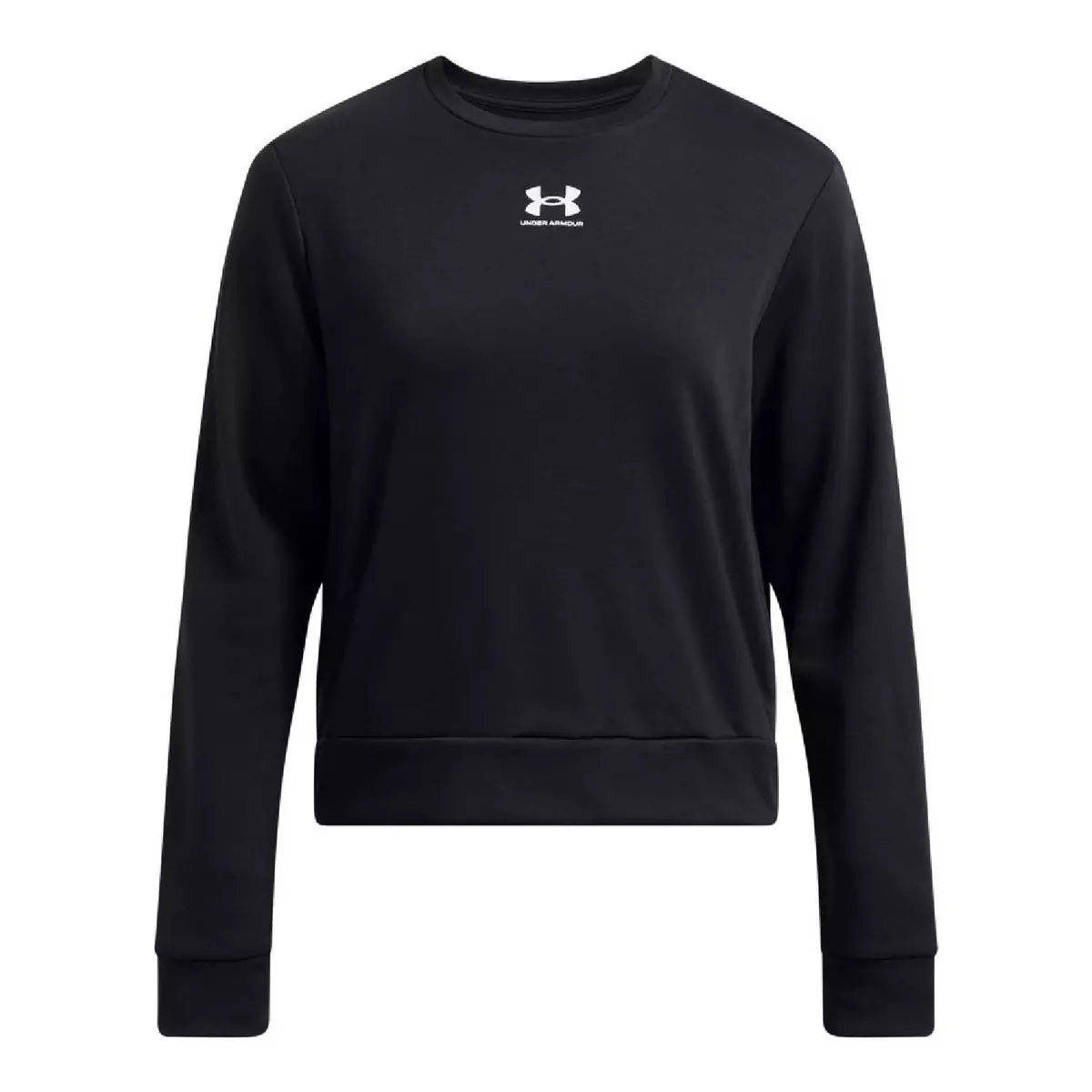 Womens Under Armour Rival Terry Crew Sweatshirt With Central Logo in Black