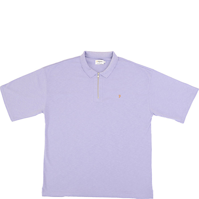 Farah Men's Lilac Costello Zip Cotton Polo Shirt