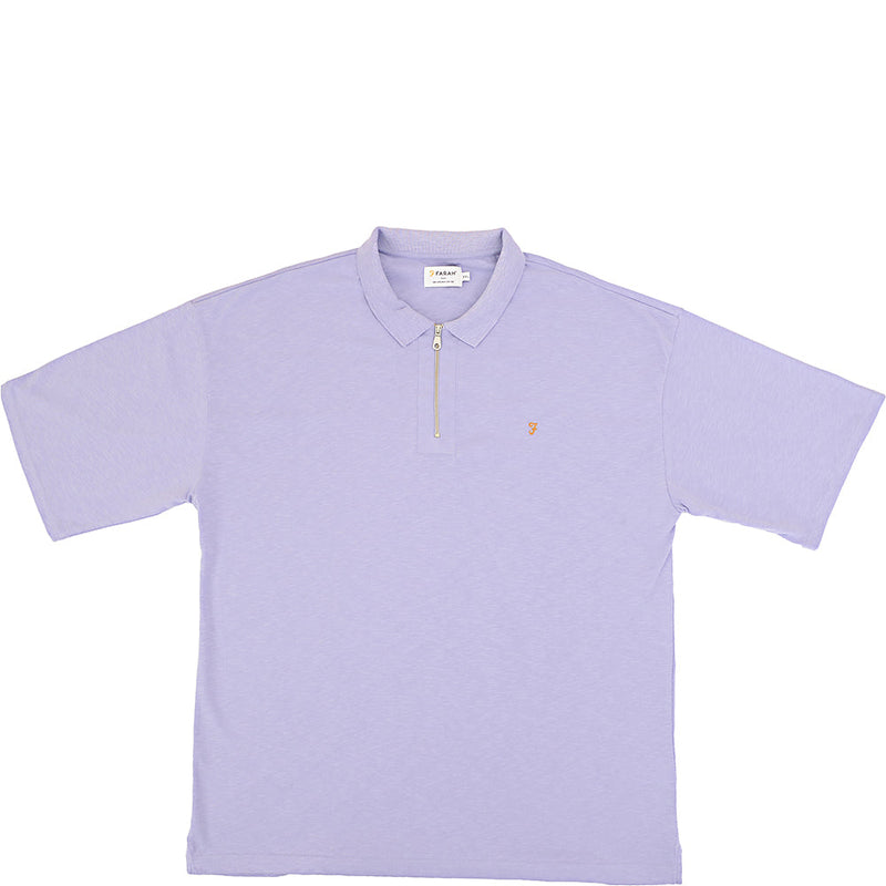 Farah Men's Lilac Costello Zip Cotton Polo Shirt