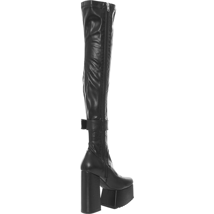 Lamoda Women's Black Over The Knee Extreme Platform Boots With Buckle