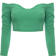 Vesper Women's Green Sweetheart Bardot Top Co-Ord