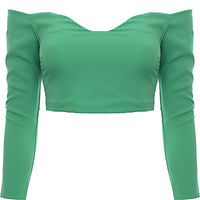 Vesper Women's Green Sweetheart Bardot Top Co-Ord