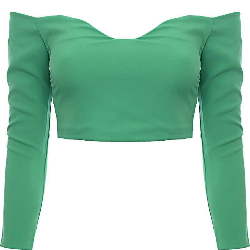 Vesper Women's Green Sweetheart Bardot Top Co-Ord