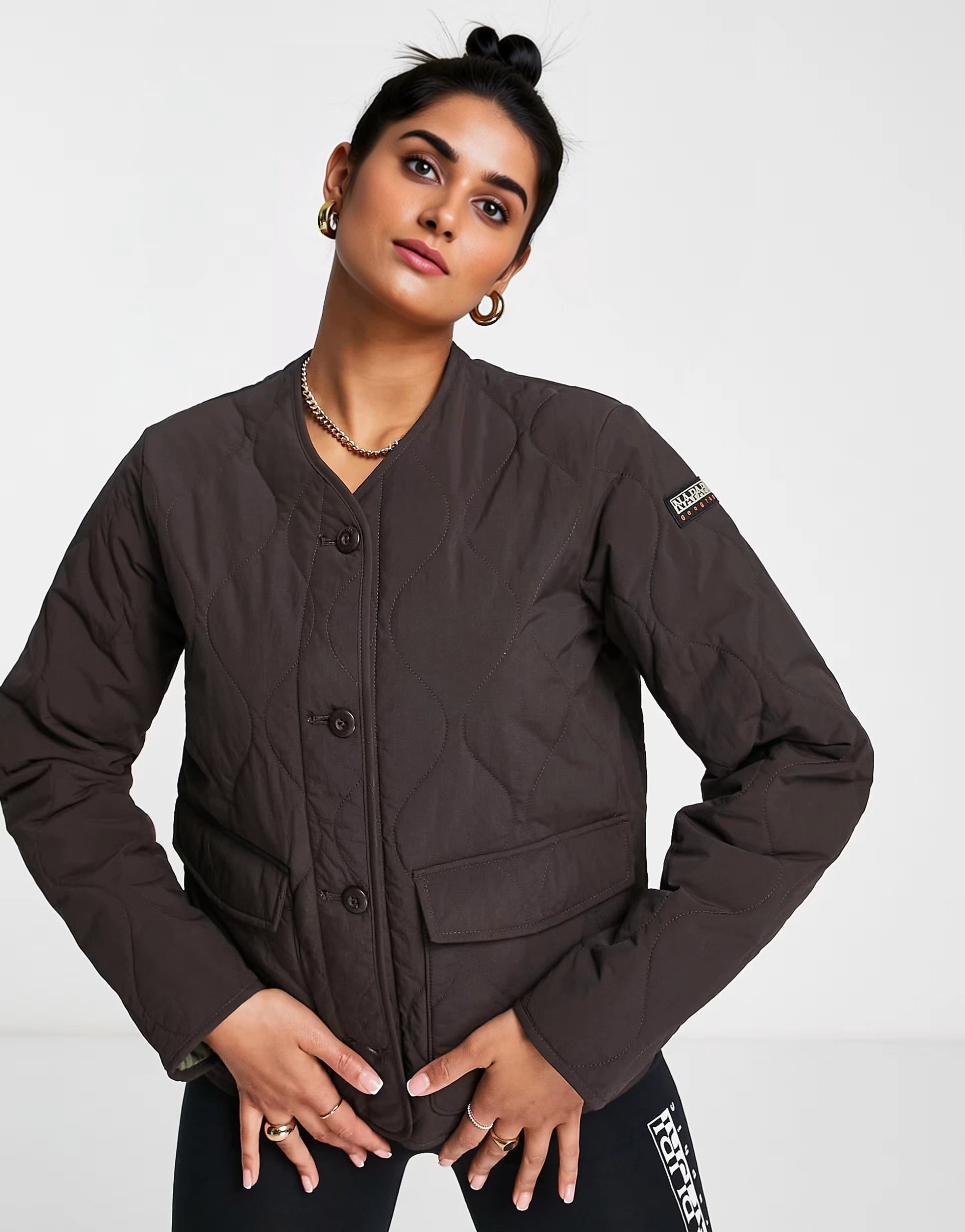 Napapijri Womens A-Weather Quilted Liner Jacket In Brown