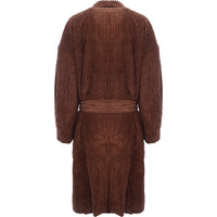 Daisy Street Womens Brown Midi Corduroy Coat with Tie