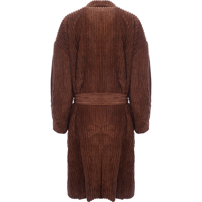 Daisy Street Womens Brown Midi Corduroy Coat with Tie