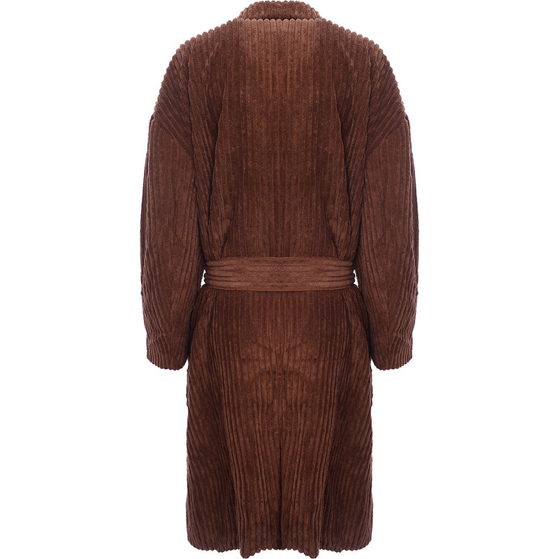 Daisy Street Womens Brown Midi Corduroy Coat with Tie