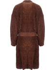 Daisy Street Womens Brown Midi Corduroy Coat with Tie